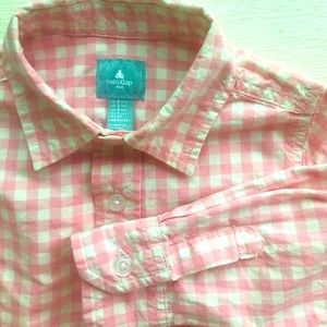BABY GAP pink gingham long sleeve shirt